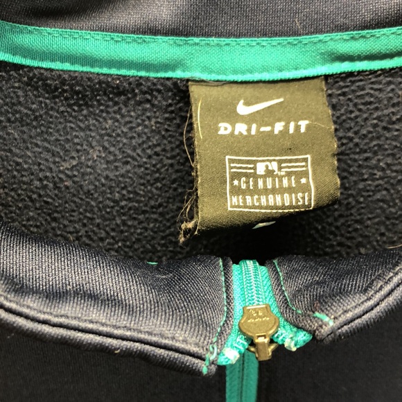Pre Owned S Nike Dri Fit Fleece Lined Seattle Mariners Neoprene 1/3 Zip Jacket - Picture 4 of 5